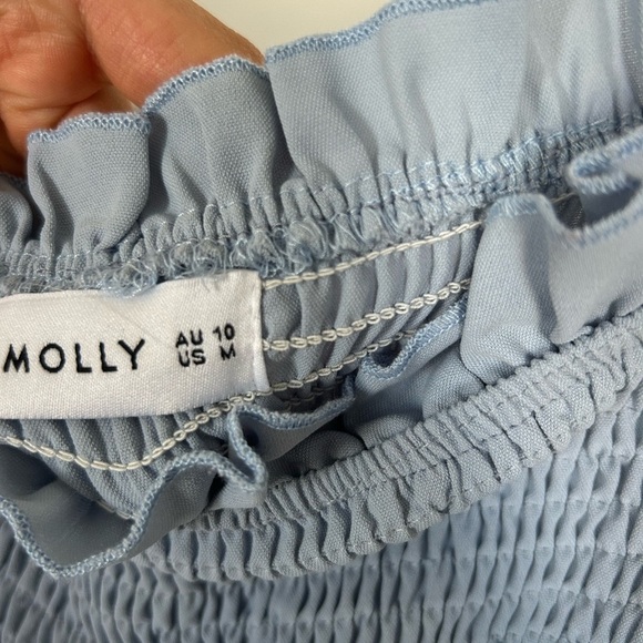 Hello Molly Blue Ruffled Tiered Stealing Time Mini Dress Medium - Picture 4 of 5